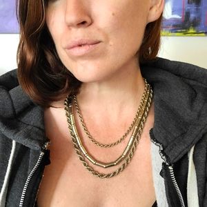 Vintage 1960s triple strand gold tone necklace